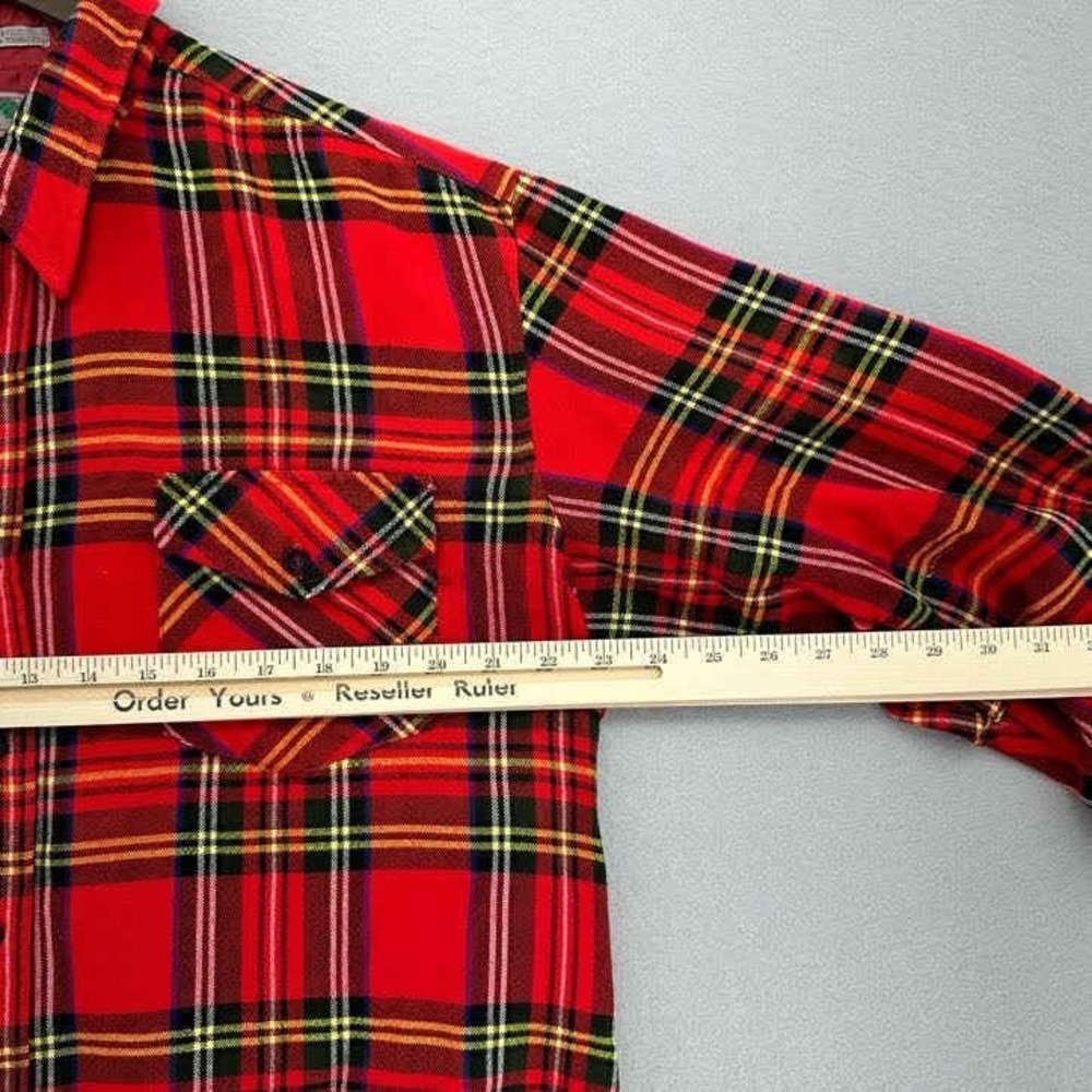 VTG Pine Grove Red Plaid Lumberjack Button Up Flannel Shirt Mens L Quilt Lined - Picture 7 of 9